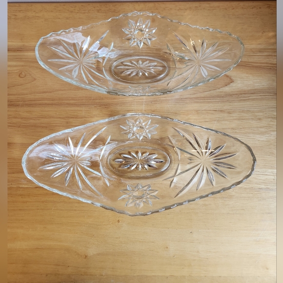 Pair EAPC Star of David Relish Dish Bowls Hocking Glass Vintage - Picture 7 of 7